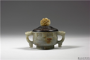 清 青玉兽面龙耳炉,清,玉石,香具/盛装器