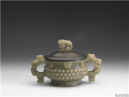 清 青玉乳丁簋形炉,清,玉石,香具/盛装器