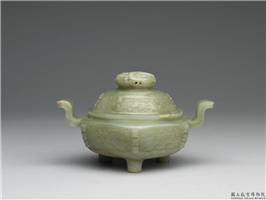 清 青玉兽面六方炉,清,玉石,香具/盛装器