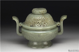 清 碧玉兽面纹炉,清,玉石,香具/盛装器