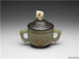 清 青玉雕直纹炉,清,玉石,香具/盛装器