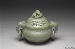 清 青玉兽面纹炉,清,玉石,香具/盛装器