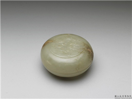 清 青玉灵芝圆盒,清,玉石,香具/盛装器