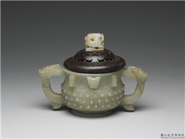 明 青玉乳丁纹炉,明,玉石,香具/盛装器