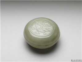 清 青玉海棠圆盒,清,玉石,香具/盛装器