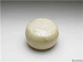 清 青玉番莲圆盒,清,玉石,香具/盛装器