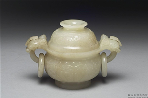 清 青白玉兽面纹炉,清,玉石,香具/盛装器