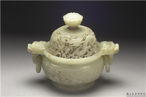 清 青玉八宝炉,清,玉石,香具/盛装器
