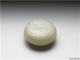 清 青玉寿字圆盒,清,玉石,香具/盛装器