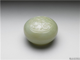清 青玉番莲圆盒,清,玉石,香具/盛装器