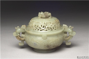 清 青玉兽面纹炉,清,玉石,香具/盛装器