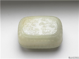 清 青玉松鹿长方盒,清,玉石,香具/盛装器