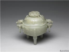 清 青玉兽面纹炉,清,玉石,香具/盛装器