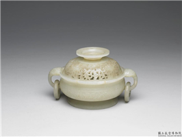 清 青玉宝相花炉,清,玉石,香具/盛装器