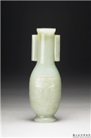 清 青玉兽面纹瓶,清,玉石,香具/盛装器
