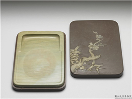 清 雍正 松花石梅竹砚,清 世宗,松花石,文具、文玩