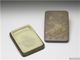 清 雍正 松花石石榴纹砚,清 世宗,玉石珠宝,文具、文玩