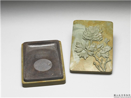 清 乾隆 松花石牡丹砚,清 高宗,松花石,文具、文玩