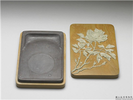 清 乾隆 松花石牡丹砚,清 高宗,松花石,文具、文玩