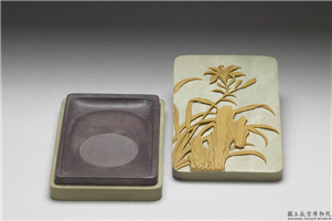 清 乾隆 松花石萱花砚,清 高宗,松花石,文具、文玩