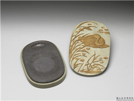 清 乾隆 松花石莲塘游鹅图砚,清 高宗,松花石,文具、文玩