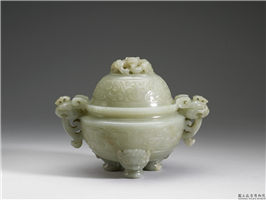 清 青玉兽面炉,清,玉石,香具/盛装器