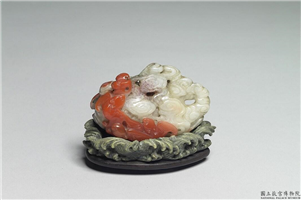 红白玉髓笔架,清,玛瑙,文具、文玩,陈设