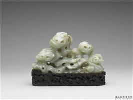 清 青玉湖石笔山,清,玉石,文具、文玩