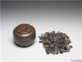 清 紫晶与烟晶围棋子,清,玉石珠宝,文具文玩