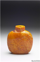 清 十八/十九世纪 蜜蜡花鸟鼻烟壶,清 十八-十九世纪,琥珀,盛装器