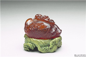 清 金珀双鸳鸯,清,琥珀,陈设