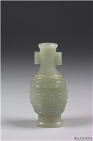 清 青玉鳞纹贯耳小瓶,清,玉石,香具/盛装器