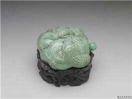 清 十八世纪 松石双狮鼻烟壶,清 十八世纪,玉石珠宝,盛装器