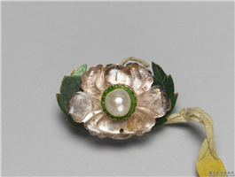 清 碧玺翠玉嵌珠莲花帽花,清,碧玺,服饰、佩饰