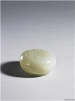 清 青玉雕花小圆盒,清,玉石,香具/盛装器