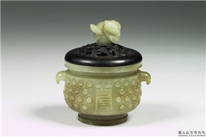 清 白玉寿字乳丁纹炉,清,玉石,香具/盛装器