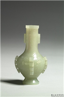 清 白玉兽面小瓶,清,玉石,香具/盛装器