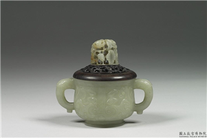 清 白玉兽面纹簋形炉,清,玉石,香具/盛装器