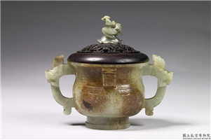 清 青玉兽面纹簋式炉,清,玉石,香具/盛装器