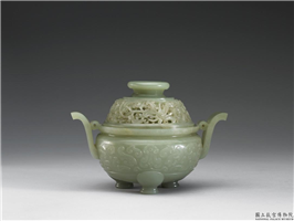 清 青玉兽面炉,清,玉石,香具/盛装器