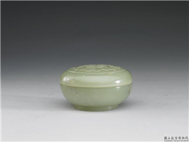 清 青玉福寿小圆盒,清,玉石,香具/盛装器