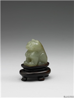 清青玉虎(带木座),清,玉石,陈设