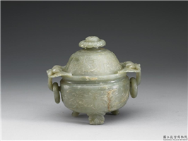清 青玉宝相花炉,清,玉石,香具/盛装器