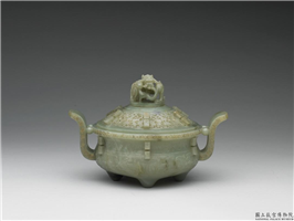 清 青玉兽面炉,清,玉石,香具/盛装器