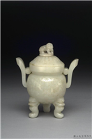 清 白玉兽面纹炉,清,玉石,香具/盛装器
