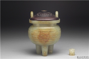 清 青玉兽面纹炉,清,玉石,香具/盛装器