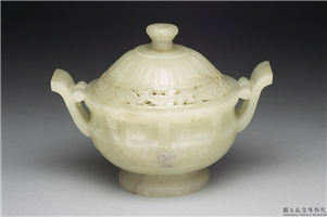 清 青白玉夔凤纹炉,清,玉石,香具/盛装器