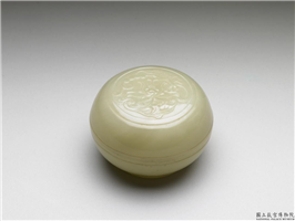 清 青玉番莲圆盒,清,玉石,香具/盛装器