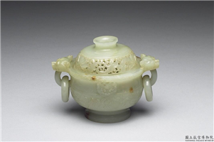 清 青玉雕荷花炉,清,玉石,香具/盛装器