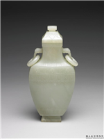 清 青玉莲瓣扁方瓶,清,玉石,香具/盛装器